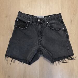 Levi's Silver Tab High Rise Raw Hem Baggy Y2K Grunge Denim Shorts Size 29